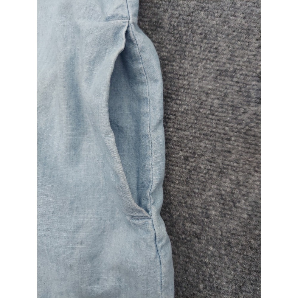 Baldwin Shirt Dress Womens Medium Blue Chambray Long Sleeve Button Up Pockets - Picture 5 of 12